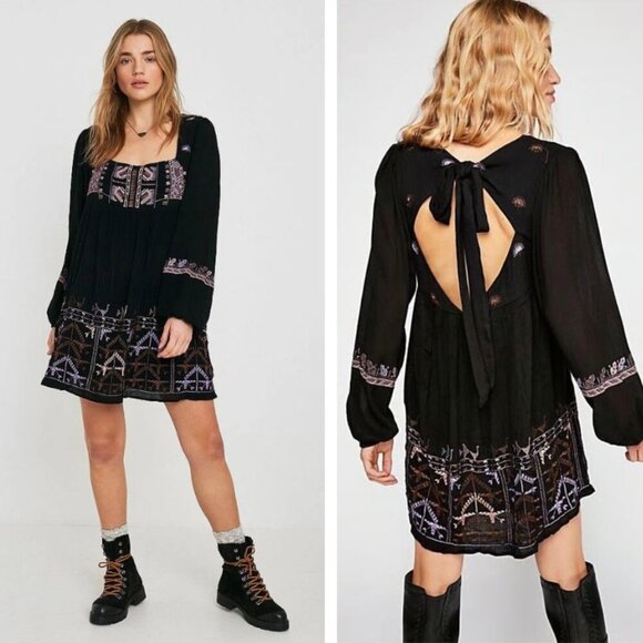 Free People Rhiannon Embroidered Mini Dress Medium - Picture 9 of 9